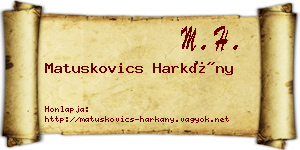 Matuskovics Harkány névjegykártya